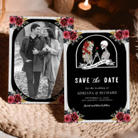 Gothic Skelett-Paar Rosen Foto Schwarze Hochzeit