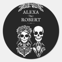 Gothic Skelett Rose Paar Hochzeitsticker