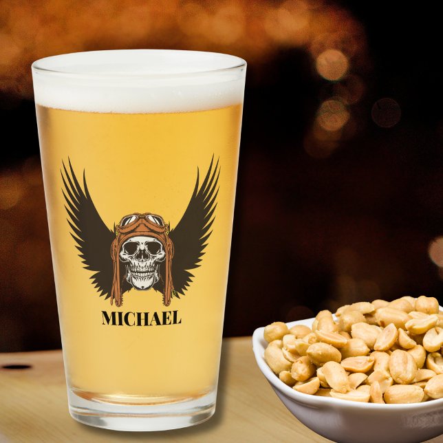 Gothic-Skelett-Vintage-Pilotenhelm-Flügel-Name Glas (Von Creator hochgeladen)