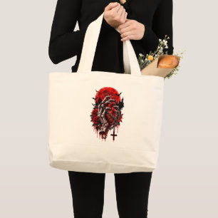 Gothic Skeletthände rote Rosen Halloween-Horror-D Jumbo Stoffbeutel