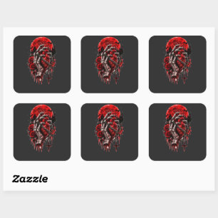 Gothic Skeletthände rote Rosen Halloween Horror D Quadratischer Aufkleber