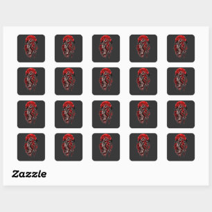 Gothic Skeletthände rote Rosen Halloween Horror D Quadratischer Aufkleber