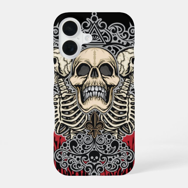 Gothic Skull & Allsehendes Auge  iPhone 16 Hülle (Rückseite)