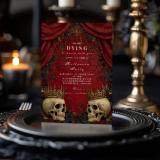 Gothic Skull and Black Rose Halloween Celebration Einladung