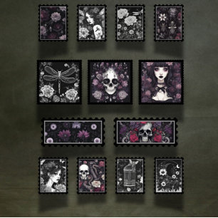 Gothic Skull and Bugs Scrapbook Ephemera Briefmark