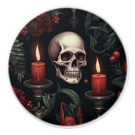Gothic Skull and Candles Keramikknauf