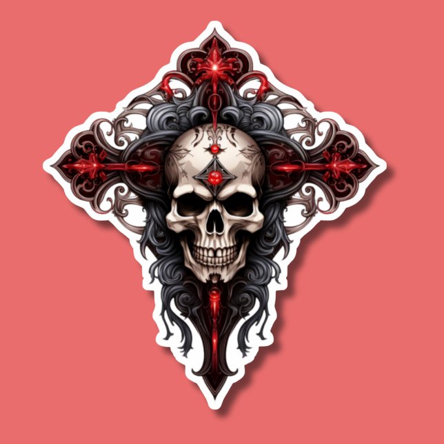 Gothic Skull and Cross Aufkleber (Von Creator hochgeladen)