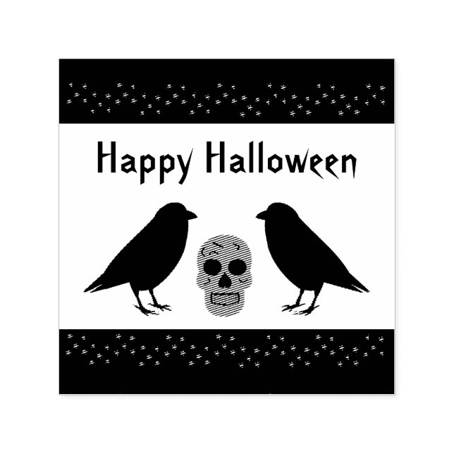 Gothic Skull and Guardian Ravens Halloween Custom Permastempel (Design)