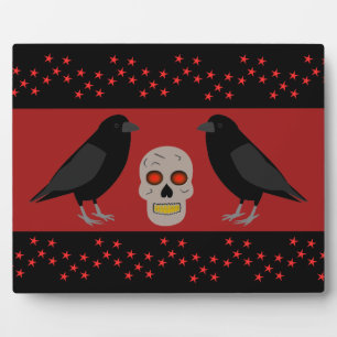 Gothic Skull and Guardian Ravens Halloween Fotoplatte