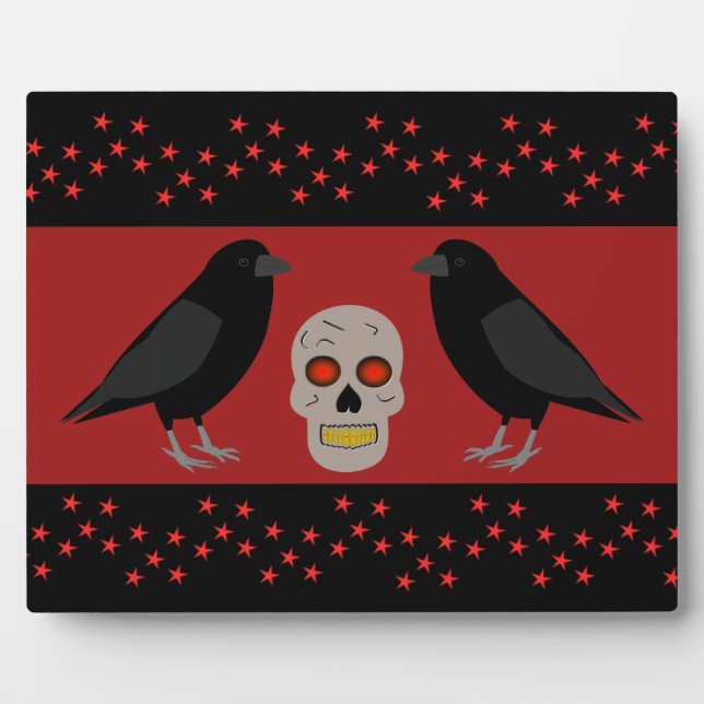 Gothic Skull and Guardian Ravens Halloween Fotoplatte (Vorderseite)