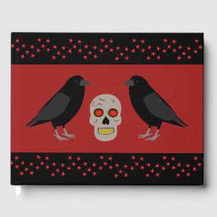Gothic Skull and Guardian Ravens Halloween Gästebuch