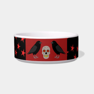 Gothic Skull and Guardian Ravens Halloween Napf