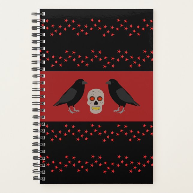 Gothic Skull and Guardian Ravens Halloween Planer (Vorderseite)