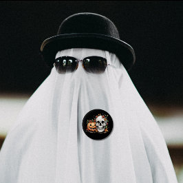 Gothic Skull and Pumpkin Button