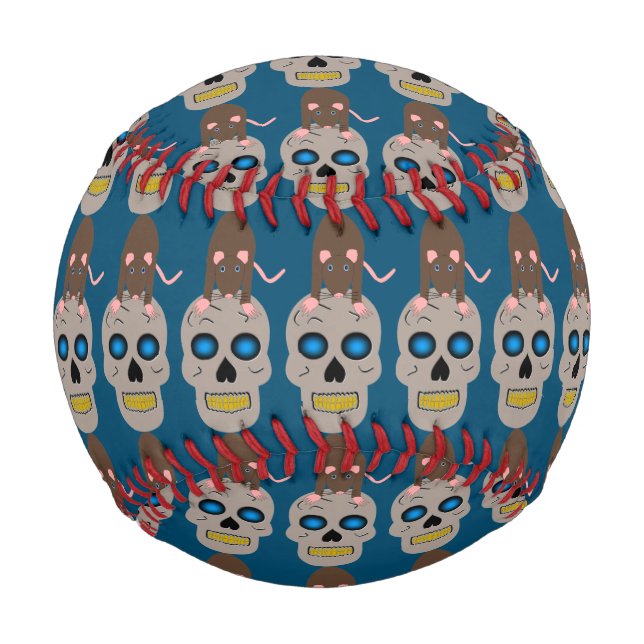 Gothic Skull and Rat Halloween Baseball (Rückseite)