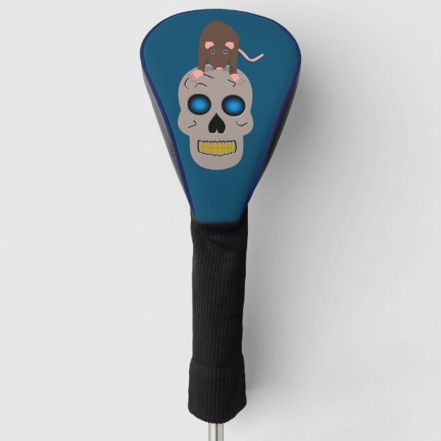 Gothic Skull and Rat Halloween Golf Headcover (Vorderseite)