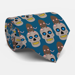 Gothic Skull and Rat Halloween Krawatte