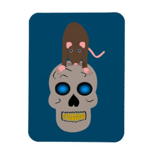 Gothic Skull and Rat Halloween Magnet