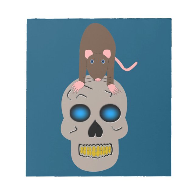 Gothic Skull and Rat Halloween Notizblock (Vorderseite)