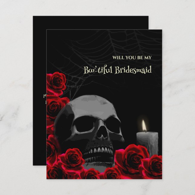 Gothic Skull and Rose Bridesmaid Vorschlag Card Einladung (Vorne/Hinten)