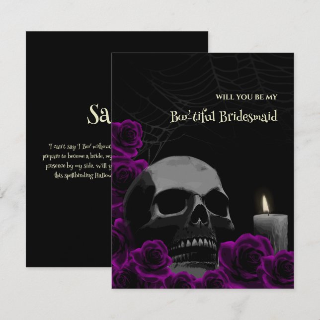 Gothic Skull and Rose Bridesmaid Vorschlag Card Einladung (Vorne/Hinten)