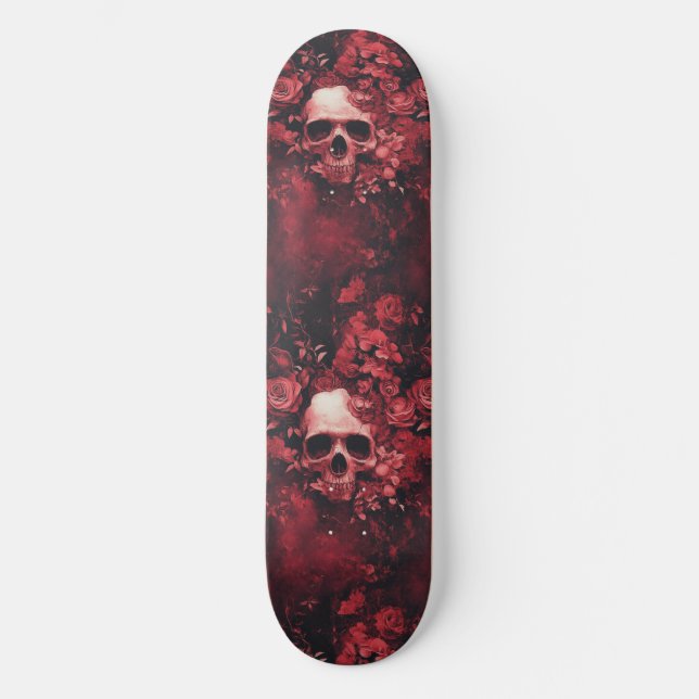 Gothic Skull and Rose Macabre Skateboard (Vorderseite)