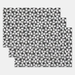 Gothic Skull Beängstigend Schwarz-Weiß-Muster De Geschenkpapier Set