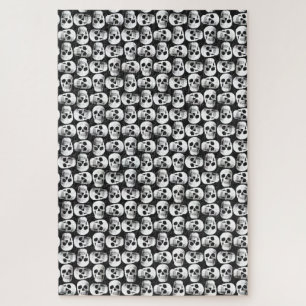 Gothic Skull Beängstigend Schwarz-Weiß-Muster Desi Puzzle