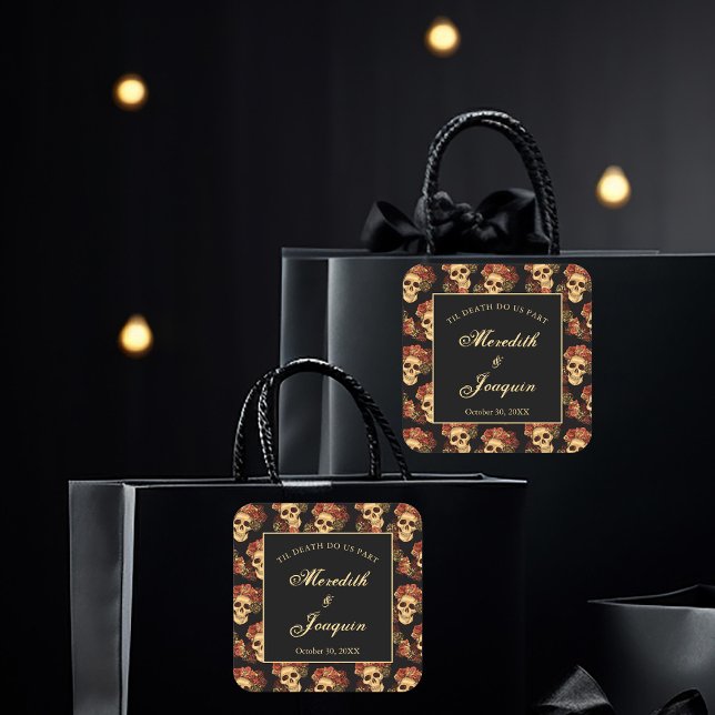 Gothic Skull bis zum Tod tun uns Teil schwarze Hoc Quadratischer Aufkleber (Von Creator hochgeladen)