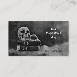 Gothic Skull Black and White Gray Vintag Books Visitenkarte