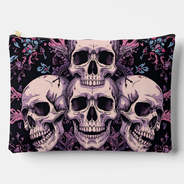 Gothic Skull & Bloom Accessoire-Tasche  Zubehörtasche (Vorderseite)