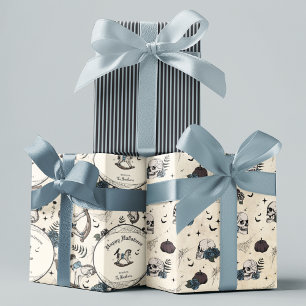 Gothic Skull Blue Rose Pumpkin Boy Halloween Geschenkpapier Set