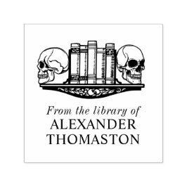 Gothic Skull Buchungen auf einem Bibliotheksnamen Permastempel