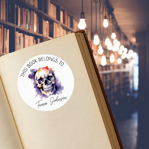 Gothic Skull Buchzeichen Stickers   Dieses Buch ge