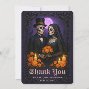 Gothic Skull Candy Paar Hochzeit Danke