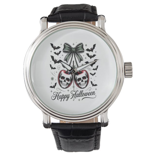 Gothic Skull Cherry Halloween Armbanduhr (Vorderseite)
