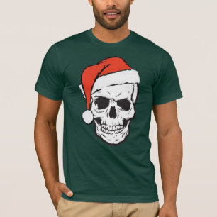 Gothic Skull Christmas mit Weihnachtsmannmütze Gra T-Shirt