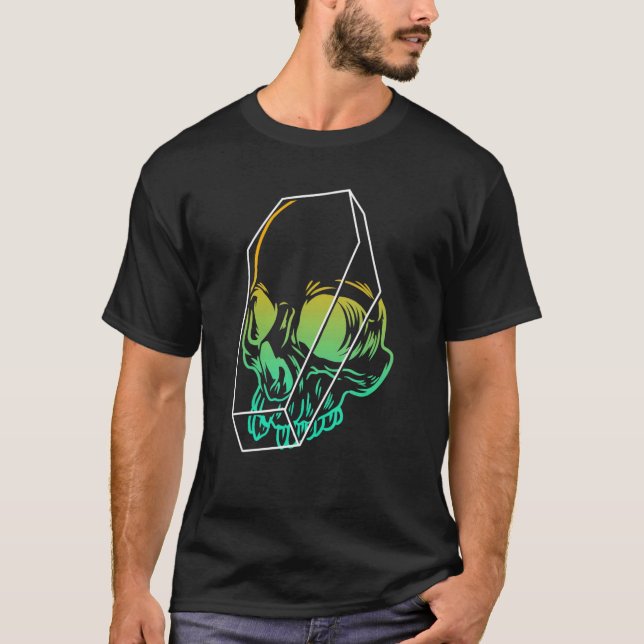Gothic Skull Coffin Skeleton Halloween Emo Punk Em T-Shirt (Vorderseite)