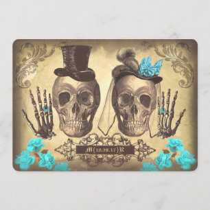 Gothic Skull Couple Day of the Dead Wedding Einlad Einladung