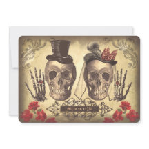 Gothic Skull Couple Day of the Dead Wedding Einlad