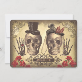 Gothic Skull Couple Day of the Dead Wedding Einlad Einladung