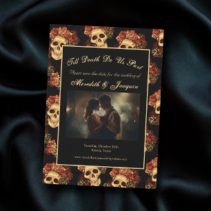 Gothic Skull Couple Foto Speichern Sie das Date Ma Magnetkarte