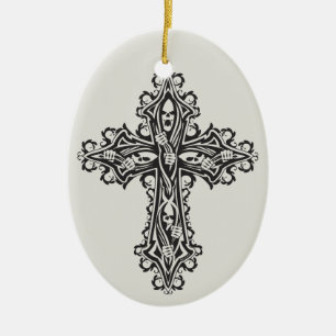 Gothic Skull Cross Keramikornament