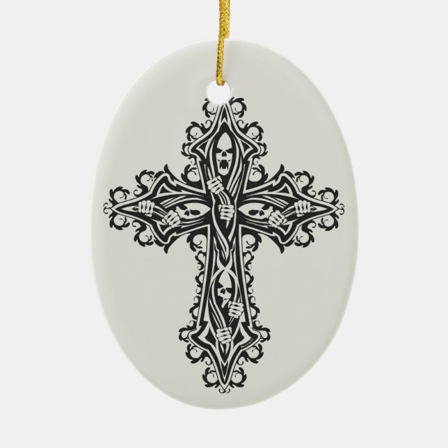 Gothic Skull Cross Keramikornament (Vorne)