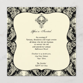 Gothic Skull Damask Halloween-Party Einladung