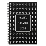 Gothic Skull elegant 2025 Planer<br><div class="desc">Muster weißer Schädel auf schwarzem Hintergrund. Dieser Planer ermöglicht Ihnen, Ihre Aufgaben so zu planen, wie Sie es möchten.Personalisieren Sie Ihren Namen, Titel und Jahr.</div>