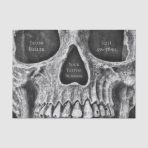 Gothic Skull Face Black and White Tattoo Shop Seidenpapier