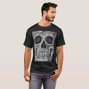 Gothic Skull Face Black and White Tattoo Shop T-Shirt