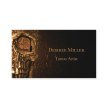 Gothic Skull Face Glows Gold Black Tattoo Shop