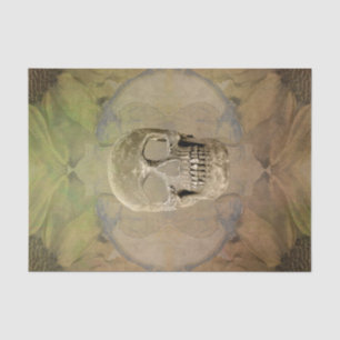 Gothic Skull Floral Yellow Gold Textur Vintag Seidenpapier